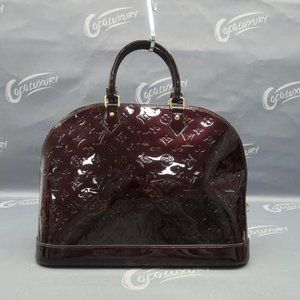 Louis Vuitton Alma Vernis Pm Burgundy Patent Leather Satchel